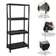 image 4 of 4 TIER PLASTIC STORAGE SHELVES SHELVING HOME GARAGE ORGANISER SHELF RACK
