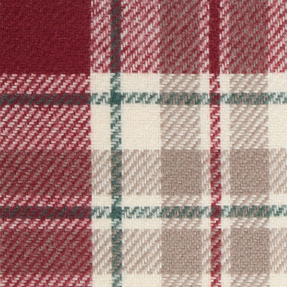 image 1 of OHS 2 x Dorset Woven Check Printed Filled Cushions, 45x45cm - Red