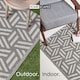 image 4 of Homescapes Outdoor Rug Luxury Waterproof Reversible Recycled, For Garden, Luna Geometric | Grey | Grey and White