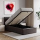 image 2 of Vida Designs Lisbon Single Ottoman Faux Leather Bed, Brown & Gel Memory Foam Pocket Spring Mattress, Single