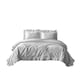image 1 of Duvet Cover And Pillowcase Set Pink Teal White Green Silver Frilled Design Polycotton Linen White | White | Single