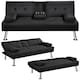 image 2 of Yaheetech Fabric Upholstered Convertible Futon Sofa Bed for Small Spaces
