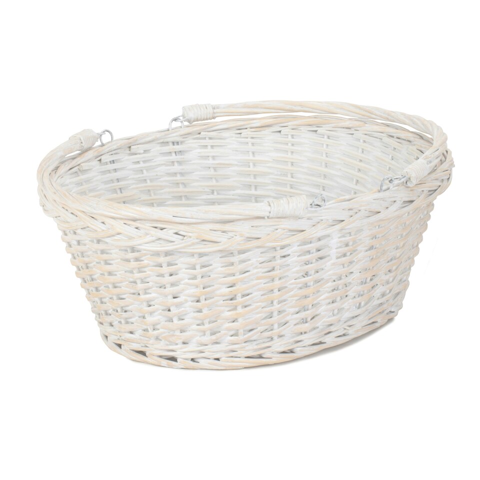 image 1 of Large White Swing Handle Wicker Shopping Basket White | White | One Size