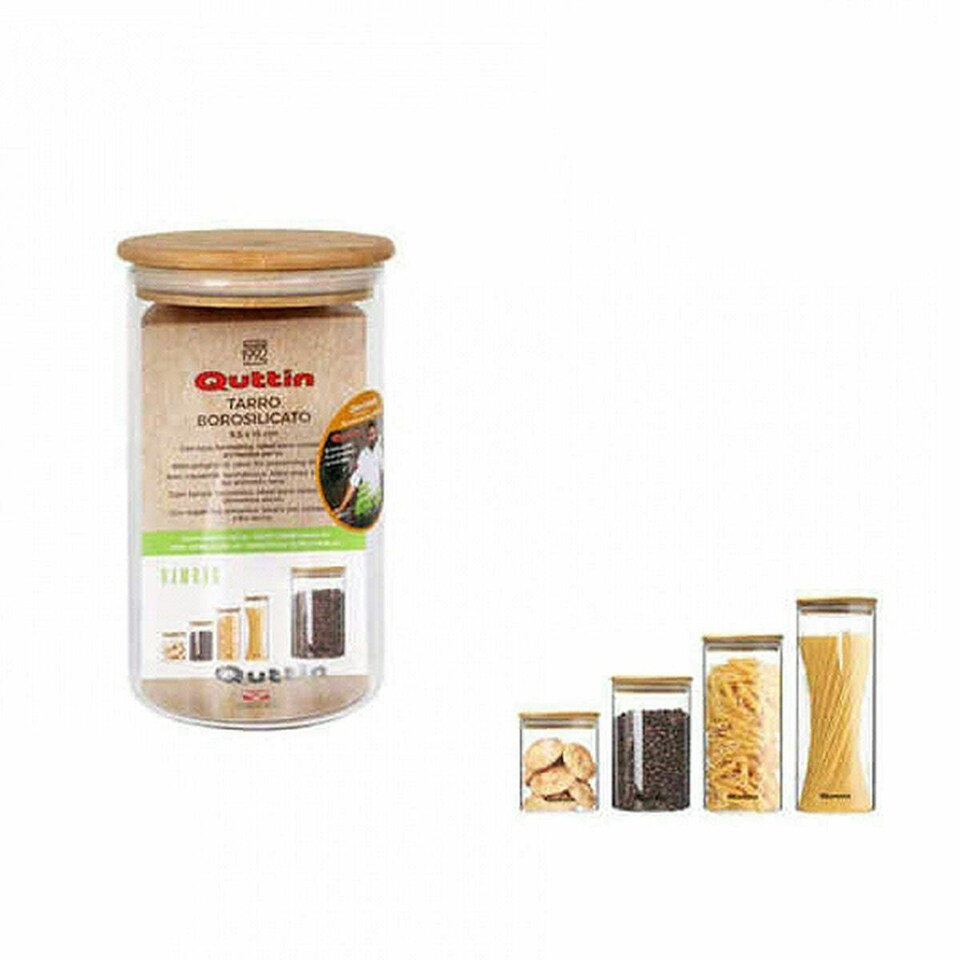 image 1 of Tin Quttin Borosilicate Glass Bamboo Silicone 850 ml 10,2 x 16,8 cm (12 Units) (9,5 x 16 cm) N/A