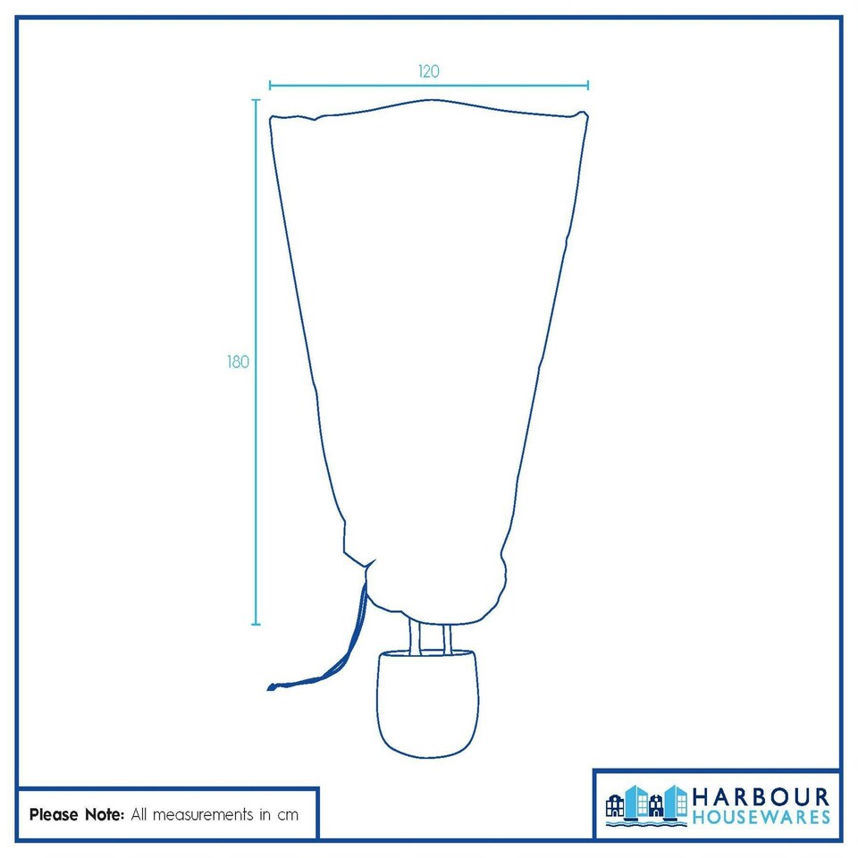 image 1 of Harbour Housewares Plant Fleece Frost Protection Cover with Drawstring - 120cm x 180cm White
