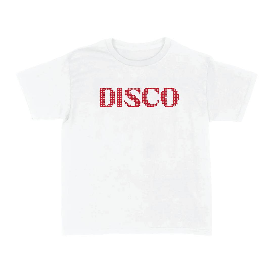 Disco Polka Dot Baby Tee â White and Red Spot Fitted T-Shirt