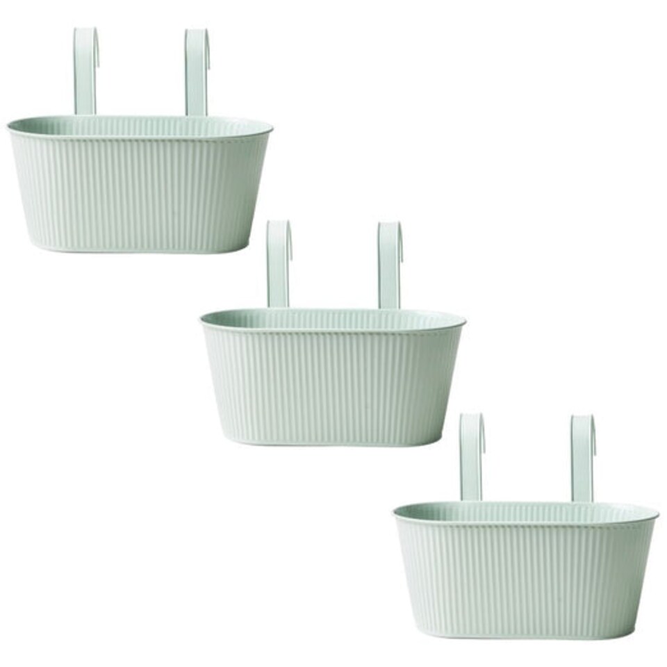 FabFinds Over Fence Ribbed Planter Sage Green 26.5cm 3 Pack
