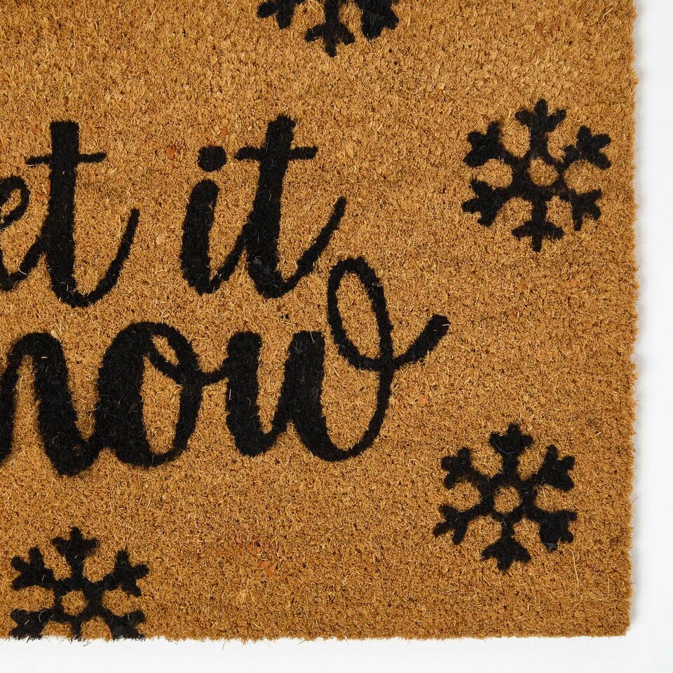 image 1 of Homescapes Coir Doormat Christmas 'Let It Snow', Natural - 40 x 60 cm