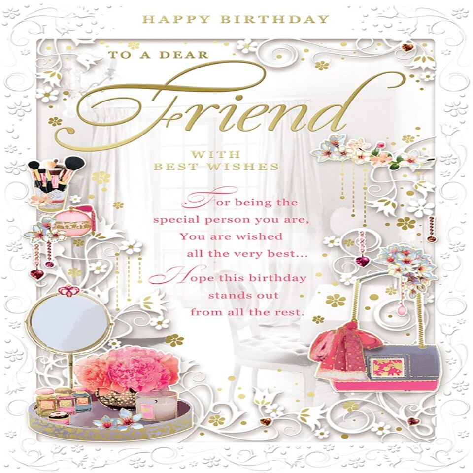 image 1 of Happy Birthday to Dear Friend Female Opacity Card