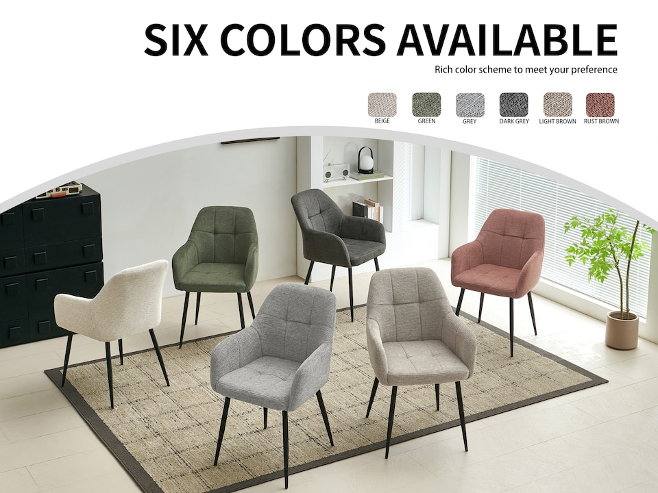 image 1 of SONARA Dining Chair Set of 2, Water-Repellent Plush Chenille Upholstered for Dining Room | Brown