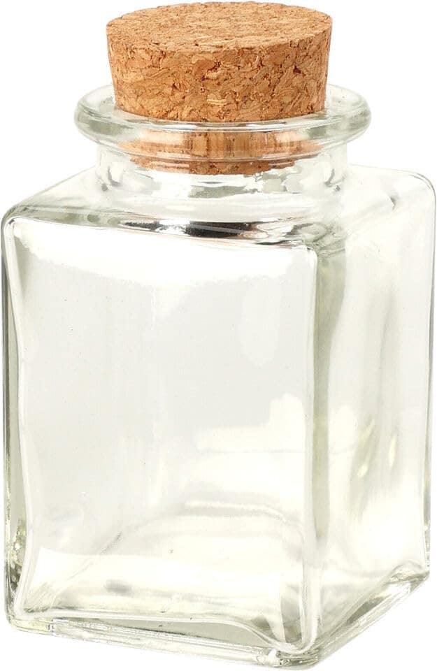 image 1 of Glass Storage Preserve Pots Jars Containers Cork Lids Kitchen Food Storage | Clear | Clear | 6x80ml Square | 6