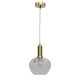 image 2 of Set of 2 Bradson - Clear Swirl Glass Satin Brass Deco Pendant Fittings
