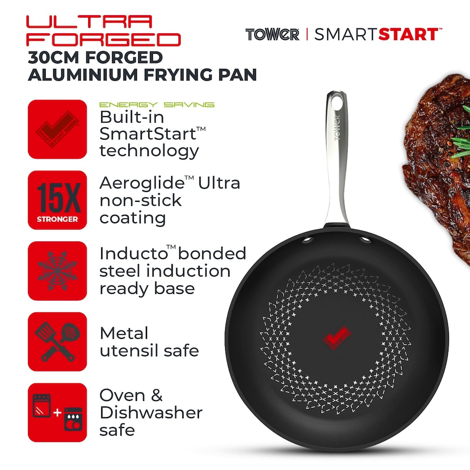 image 1 of Tower T900302 Smart Start 30Cm Frying Pan Black