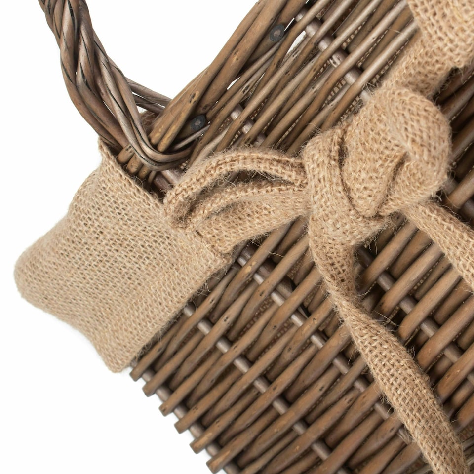 image 1 of Wicker Rectangular Log Basket with Lining Brown