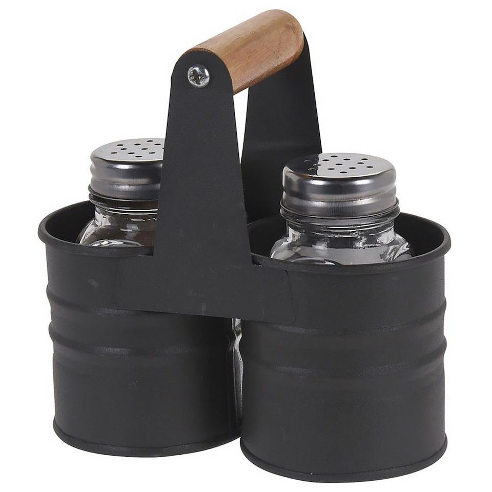 image 1 of GEEZY Salt And Pepper Shakers Glass Condiment Pots Grey Set Of Two
