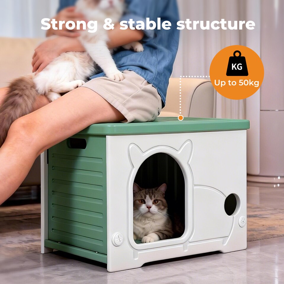 image 1 of Skylos Dog Kennel Plastic Puppy Shelter Pet House Weatherproof Outdoor Indoor