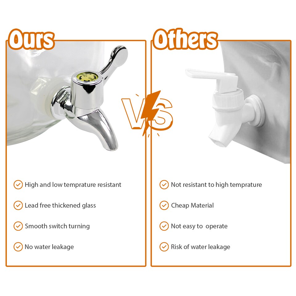 image 1 of 8L Glass Vintage Beverage Drinks Dispenser on Metal Stand Cocktail Jar with Tap