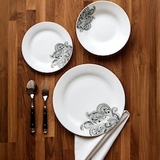 Interiors By Premier Durable Prince 12 Piece Black Dinner Set, Stylish Dinner Set For Dinner, Contemporary Design Crockery Set