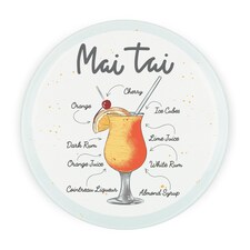 Mai Tai Cocktail Round Worktop Protector - Textured Glass Chopping Board