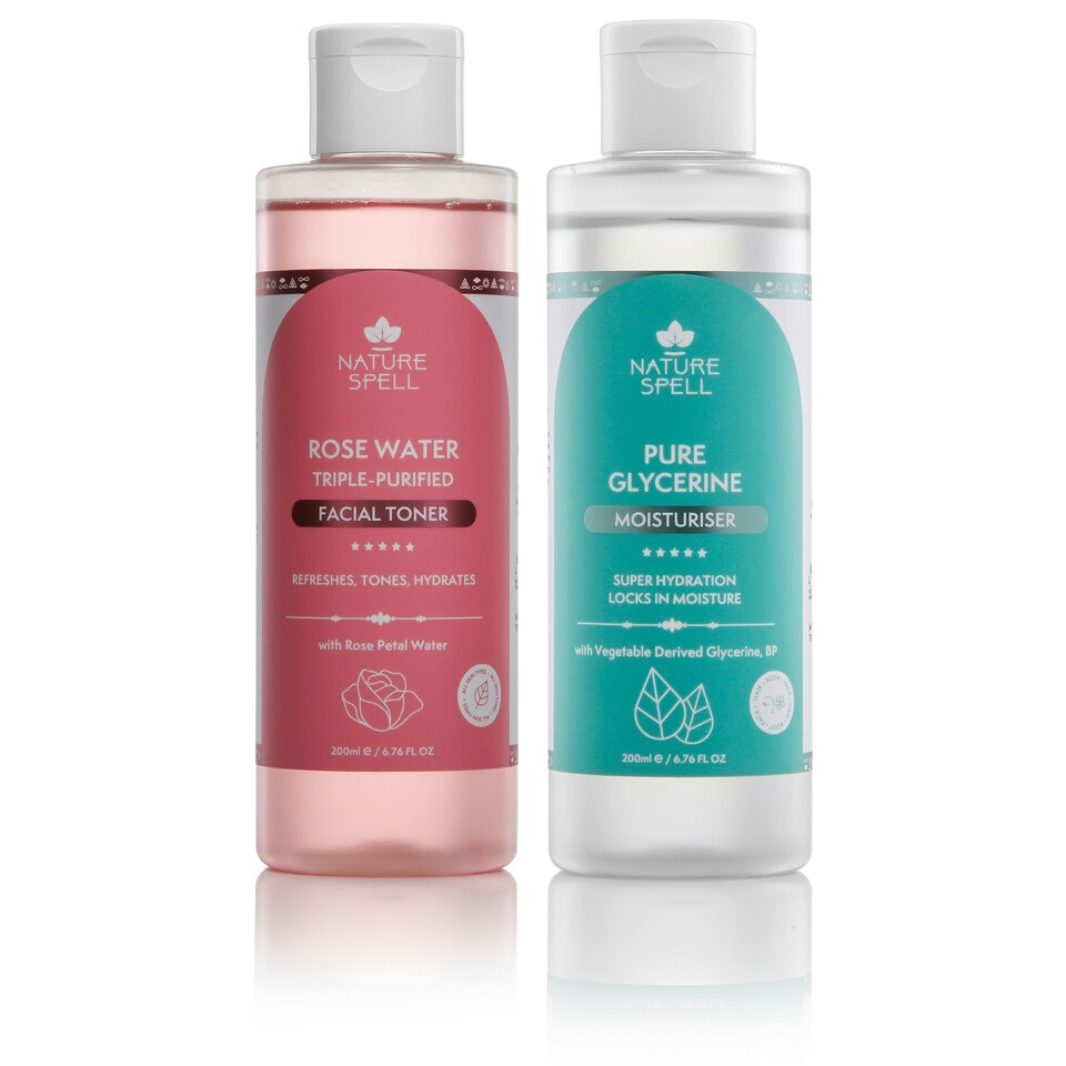 image 1 of Nature Spell Glass Skin Duo: Rose Water Toner & 100% Pure Glycerine