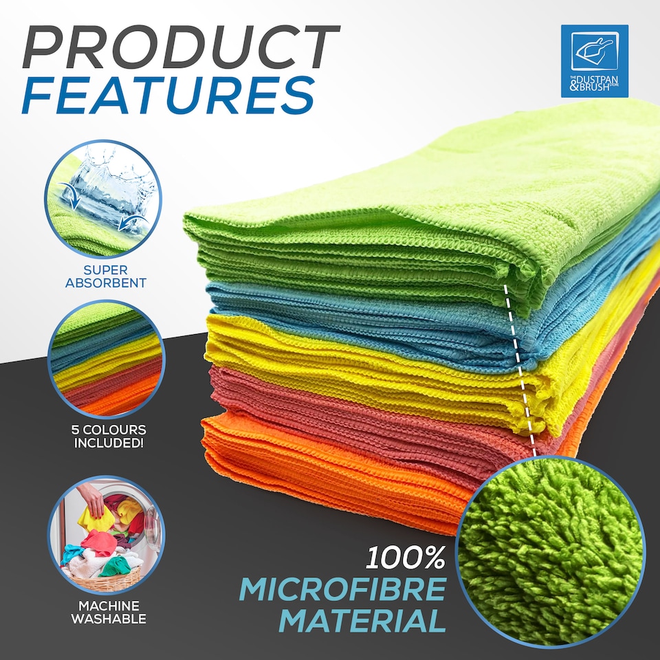 image 1 of Microfibre Cloth Cleaning Cloths Super Absorbent Mixed Colour 40cm x 40cm - Pack of 40