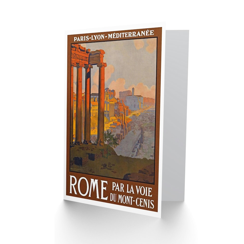 image 1 of Roman Forum Ruin Paris to Rome Vintage Railway Travel Ad Greeting Card