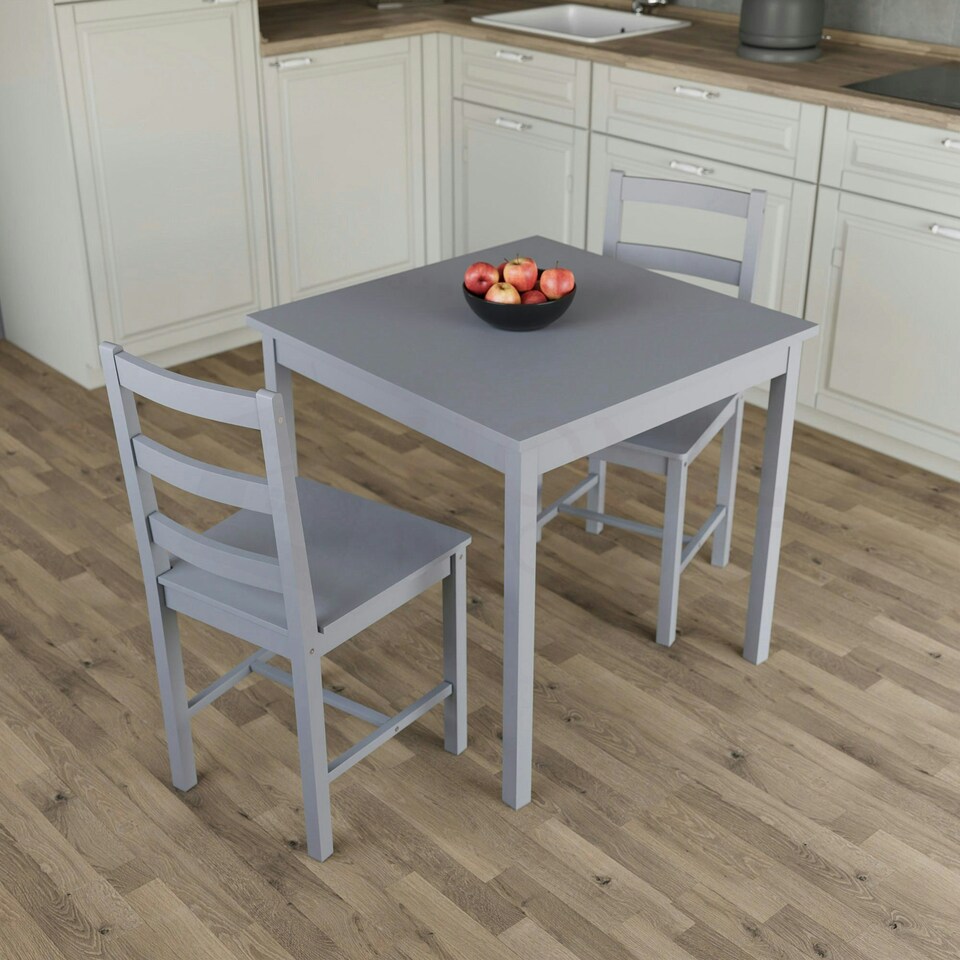 image 1 of Vida Designs Yorkshire 2 Seater Dining Set 3 Piece Table & Chairs, Grey
