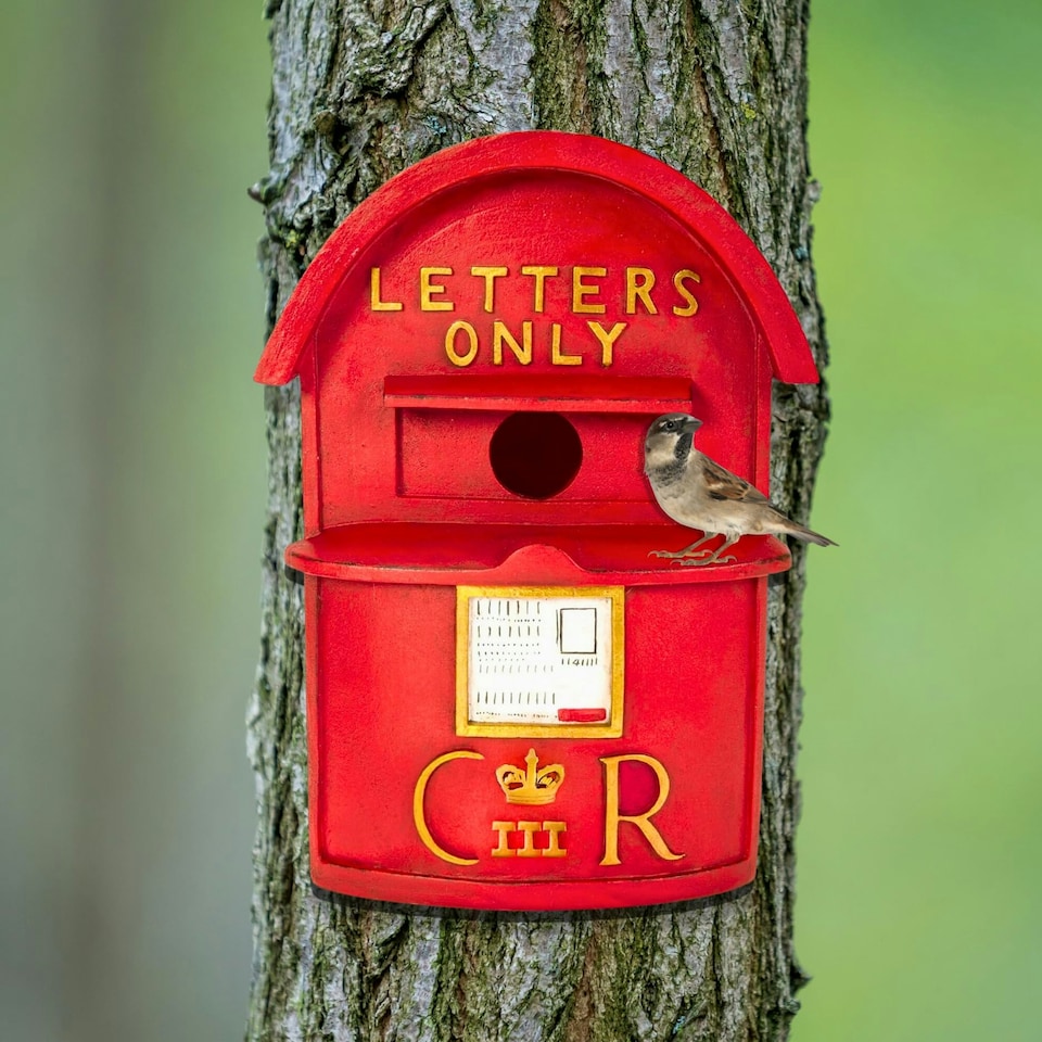 image 1 of Marco Paul Red Post Box Bird House Weatherproof Nesting Boxes Red