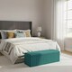image 2 of 180cm Wide Lux Ottoman Storage Box, Teal Velvet Upholstered Full Striped Storage Ottoman Box