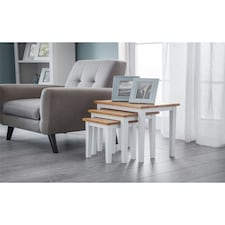 Stylish White and Oak Nest of Tables | White | White