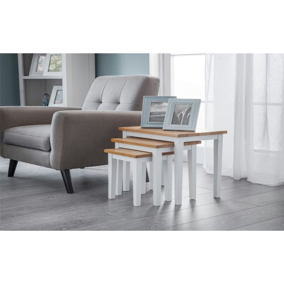 image 1 of Stylish White and Oak Nest of Tables | White | White