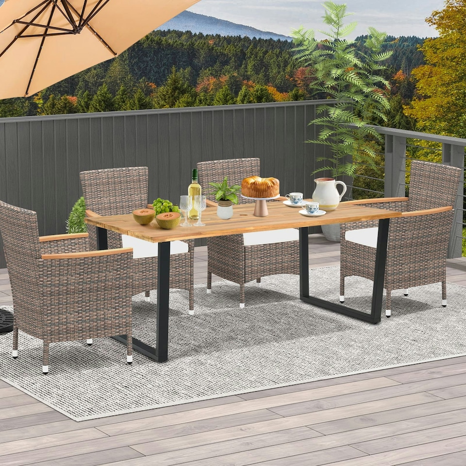 image 1 of COSTWAY Patio Rectangle Dining Table 175 x 80cm Acacia Wood | Brown