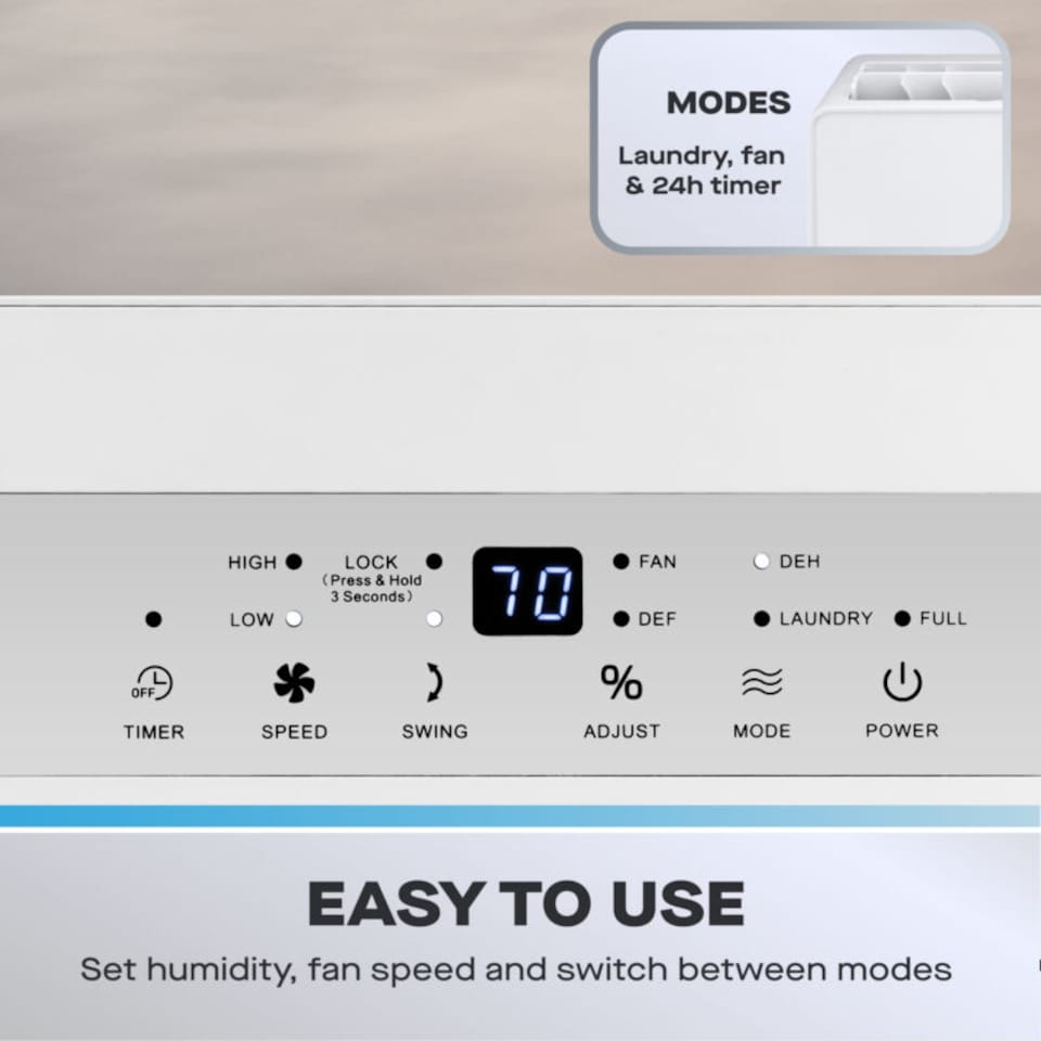 image 1 of Daewoo 20L Dehumidifier with Laundry & Quiet Modes, Air Purifier, 4L Tank