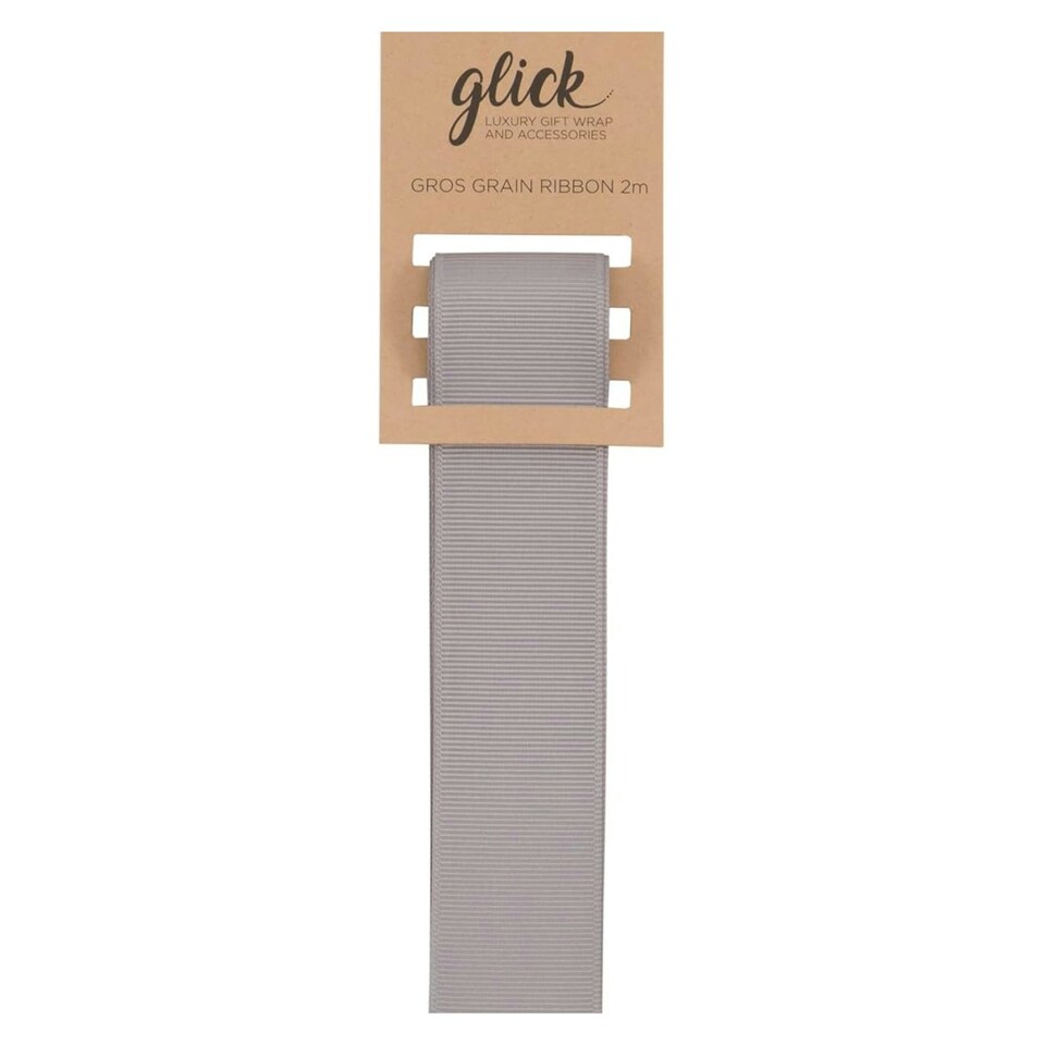 2M Silver Ribbon Gros Grain for Gift Wrapping, Silver Gros Grain Ribbon, Arts and Crafts and Other Celebrations