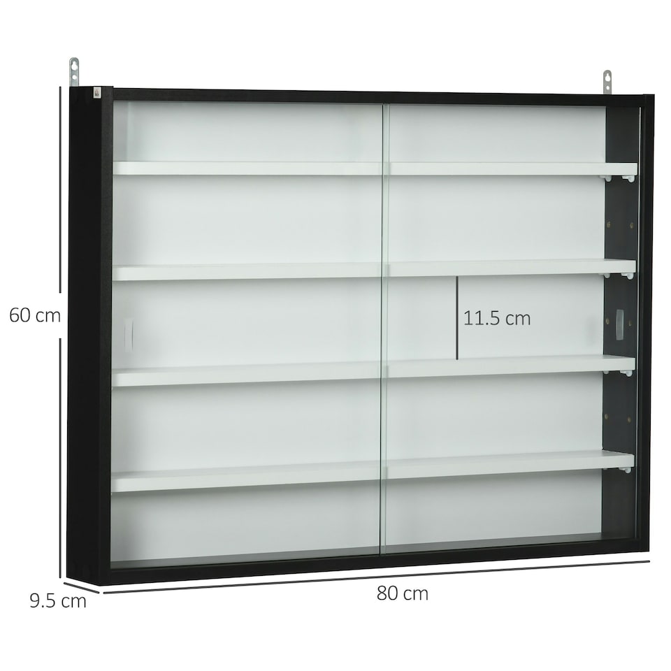 image 1 of HOMCOM 5-Tier Wall Display Shelf Unit Cabinet w/ Shelves Glass Doors