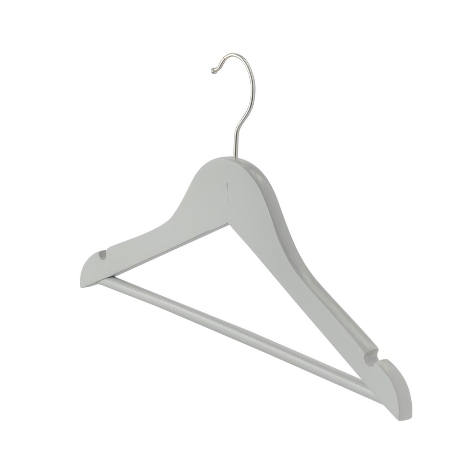 image 1 of Harbour Housewares Wooden Childrens Clothes Hanger - Grey - Pack of 10 - Wooden Hanger Coat Hanger Suit Hanger Jacket Hanger Shirt Hanger Trouser Hanger