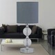 image 4 of Chrome Two Ball Table Lamp with Grey Cotton Shade Chrome | Grey