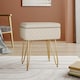 image 4 of Living and Home Rectangle Upholstered Storage Ottoman Vanity Stool Cream