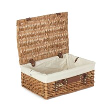 35cm Light Steamed Wicker Picnic Basket with Lining White | White | One Size