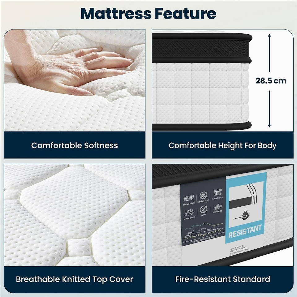 image 1 of Yaheetech Single Memory Foam Mattress Pocket Sprung