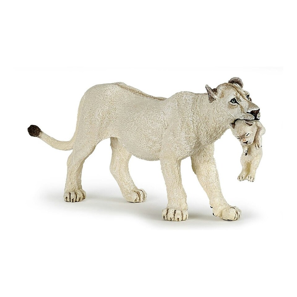 image 1 of PAPO Wild Animal Kingdom White Lioness with Cub Toy Figure