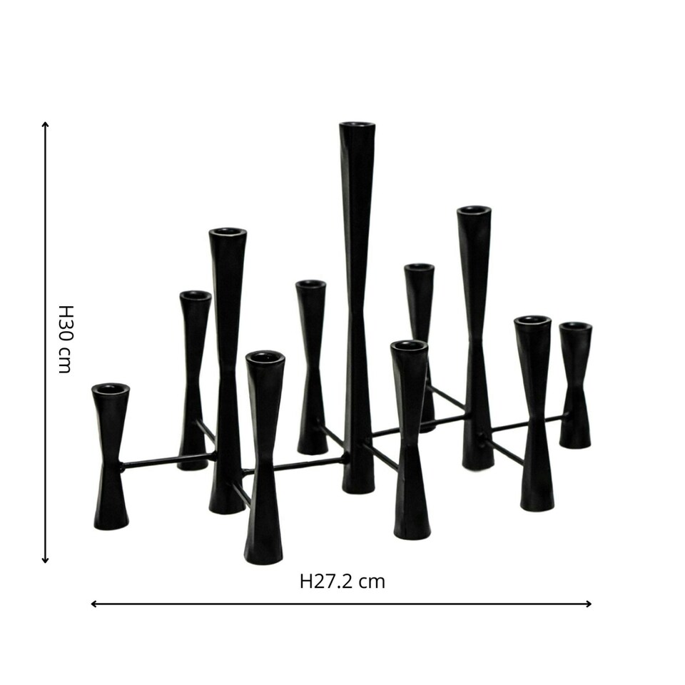 image 1 of Parker 11 Piece Candle Centerpiece - Mild Steel - L27 x W51.5 x H42 cm - Black | Black | 1