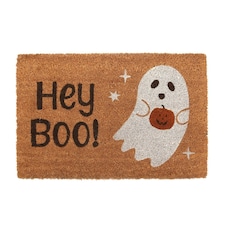 Something Different Hey Boo Ghost Door Mat - Natural/White/Black - One Size