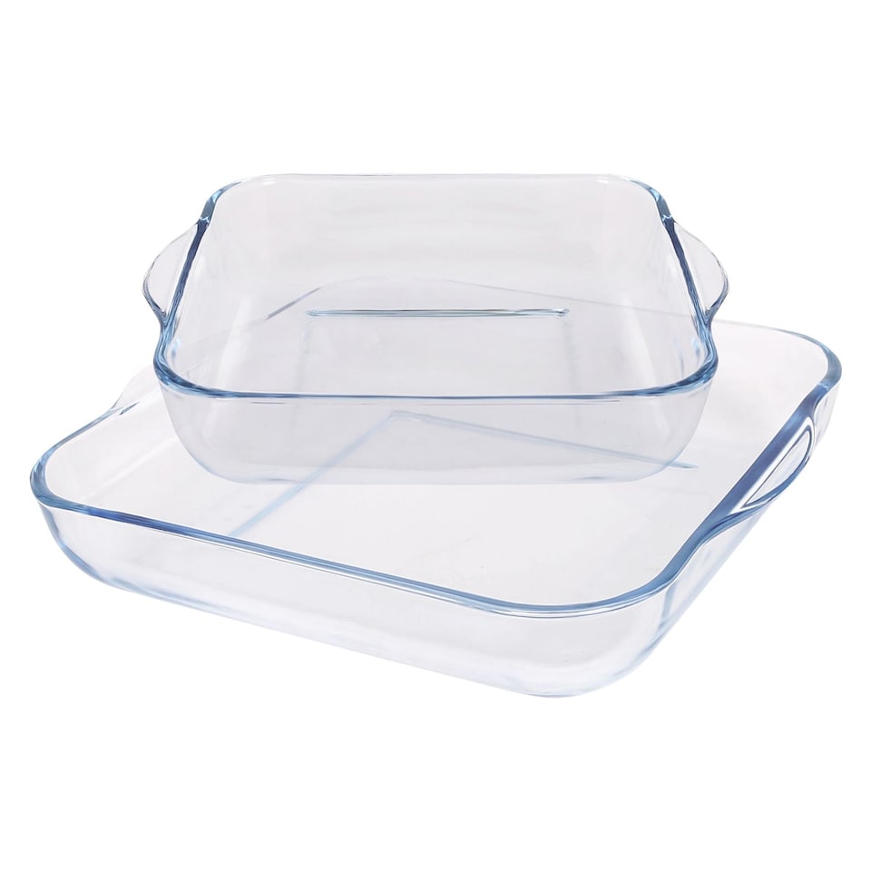 image 1 of Argon Tableware 2pc Square Glass Oven Dish Set - 2 Sizes | Clear | Clear | 2 Sizes