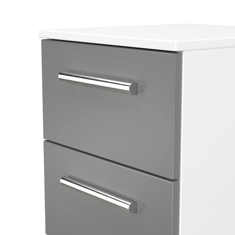 image 1 of Trent 3 Drawer Bedside Cabinet in Dusk Grey & White Matt (Ready Assembled) | Grey | Dusk Grey & White Matt