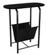 image 1 of Slim Oval Side End Table with Magazine Holder Sling Rack Coffee Snacks Newspapers | Multi | Black