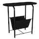 image 1 of Slim Oval Side End Table with Magazine Holder Sling Rack Coffee Snacks Newspapers | Multi | Black