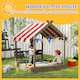 image 3 of Outsunny Sand Pit with Canopy, Blackboard, Toys, Sink, Seats, Flags for Kids | Grey | Grey