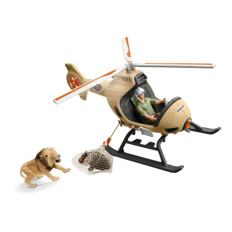 Schleich Wild Life Animal Rescue Helicopter With Toy Figures & Accessories (42476)