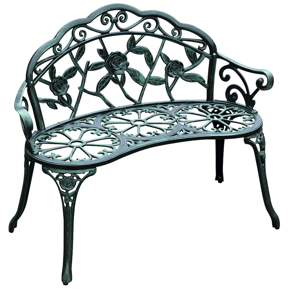 image 1 of Outsunny Garden Bench Porch Park Chair Seater Antique Rose Style Cast Aluminium